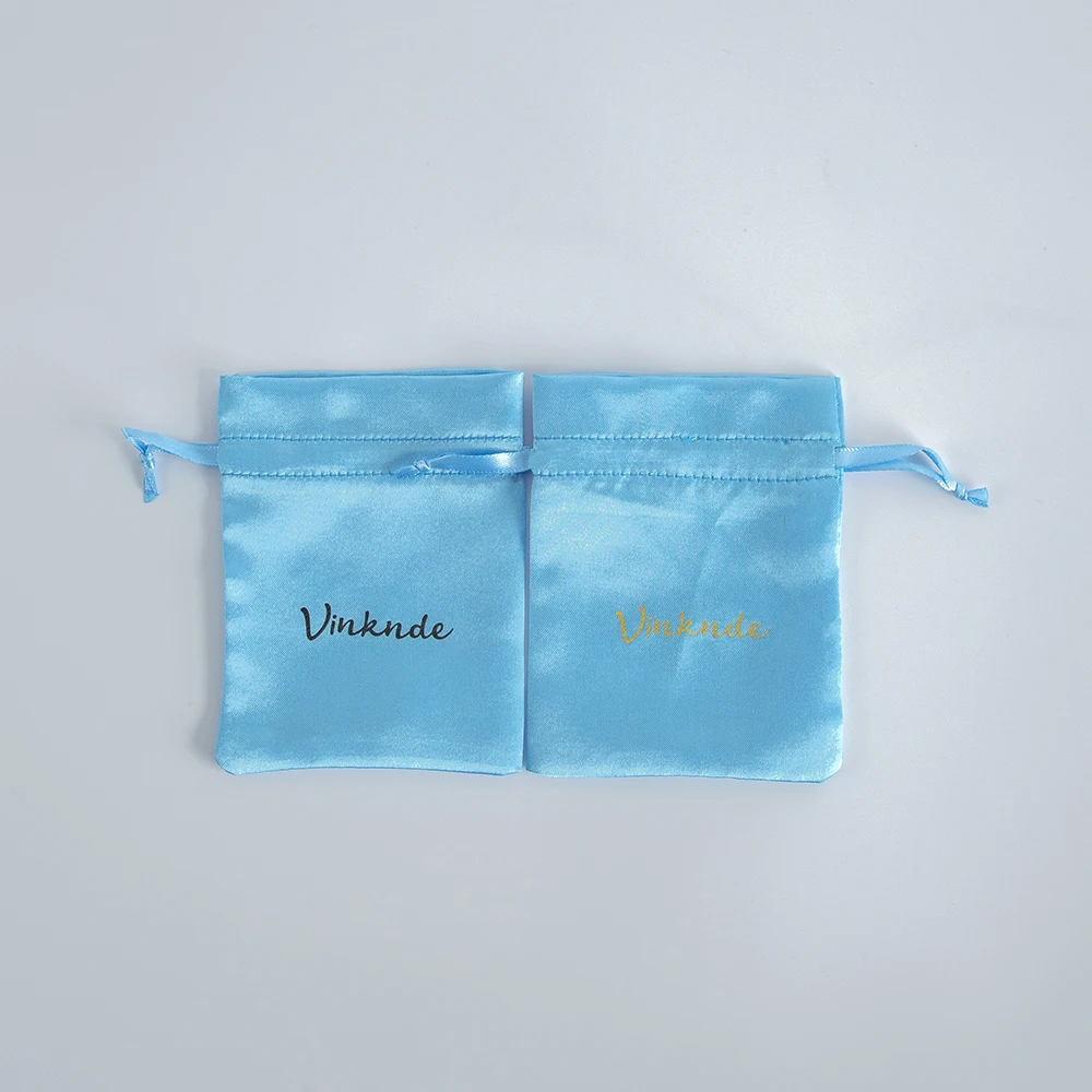 2023 New Satin Silk Jewelry Packaging Wedding Candy Bag Bracelet Earrings Ring Pouch Custom Logo 100Pcs/lot Drawstring Gift Bags