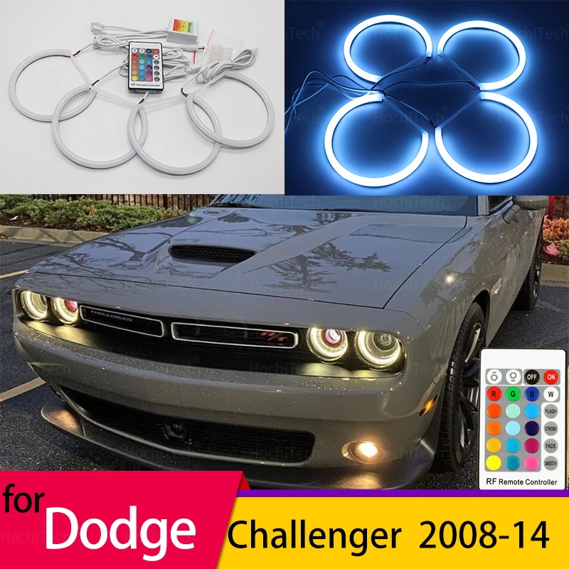 

for Dodge challenger 2008-2014 Demon Eye Remote Control RGB SMD Cotton LED Angel Eye Halo Ring