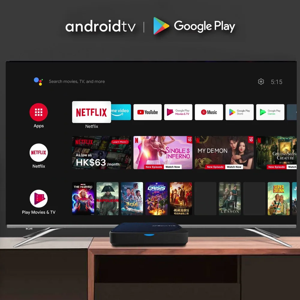 RockTek G2 4K AndroidTV 14 Stream Box Netflix Google Certified