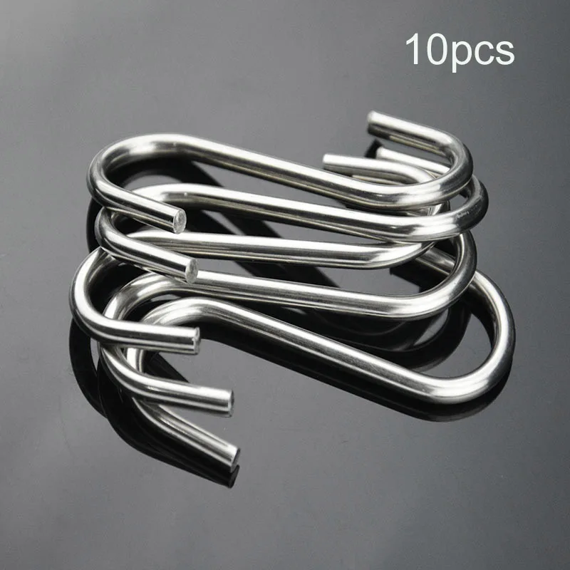 10pcs S-shaped Hook Multi-purpose Stainless Steel Strong Load-bearing Hanging Organizer Kitchen Bathroom Hanger wall mount hooks multi purpose hooks kitchen hooks wall organizer hook metal hook