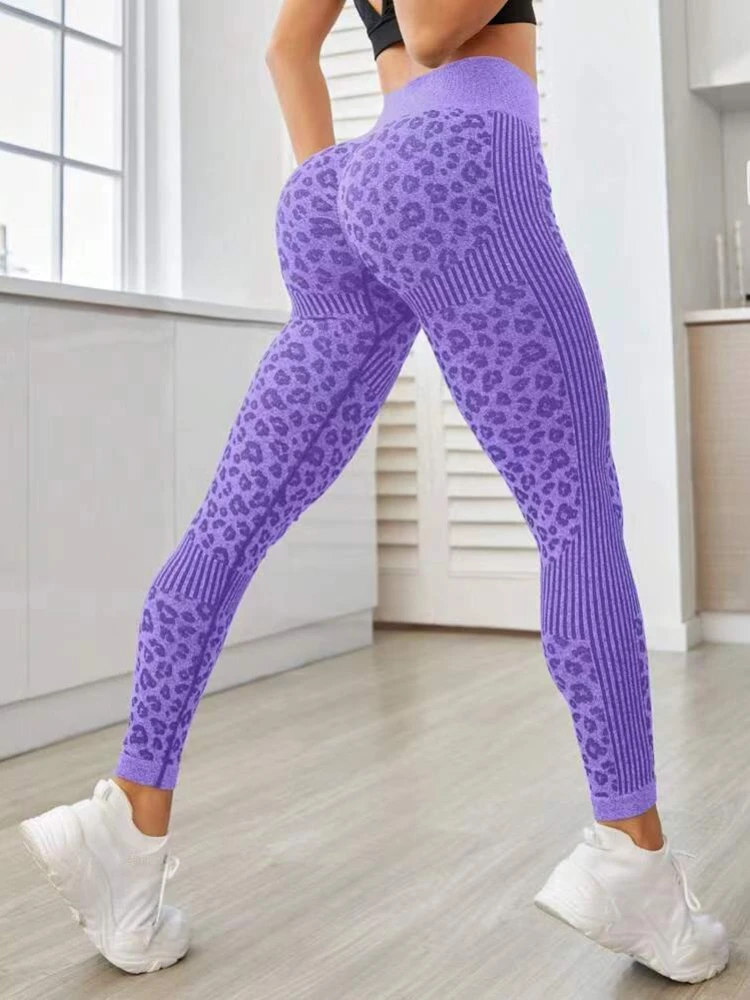 

Leopard Seamless Leggings Women High Waist Lifting Hip Honey Peach Hip Fitness Pants Yoga Suit Tight Trainning Sports Pants
