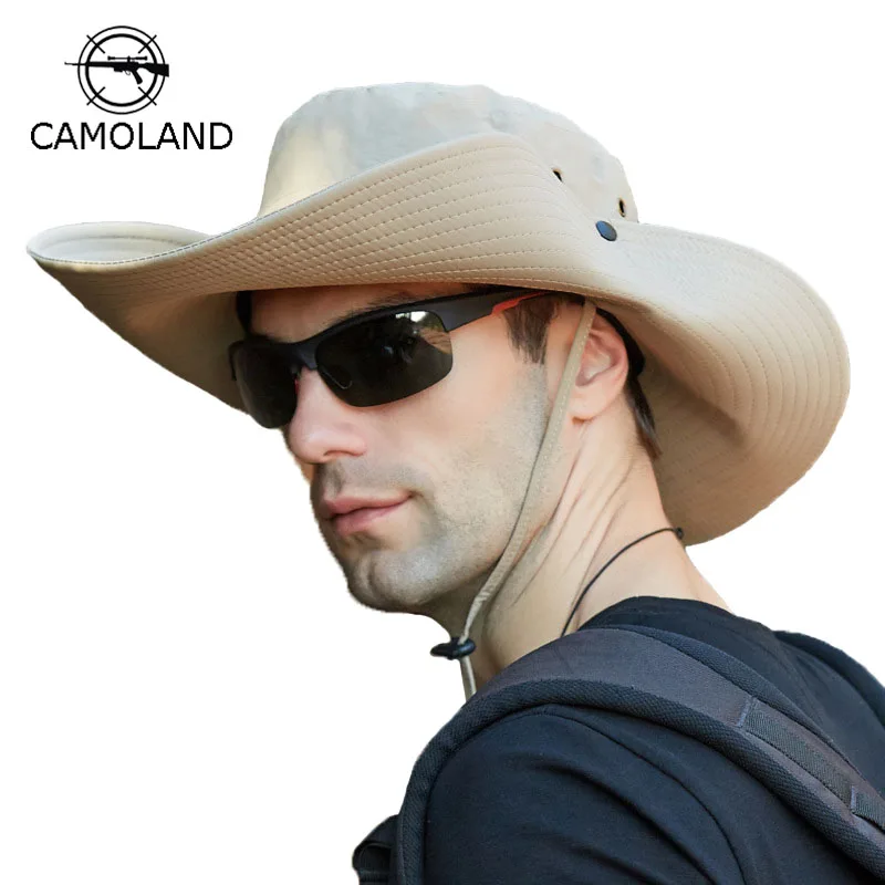 

CAMOLAND Men's Hat Panama Bucket Hat Outdoor Sun Protection Hats For Men Fashion Summer Hat Sun Visor Fisherman's Hat Anti-UV