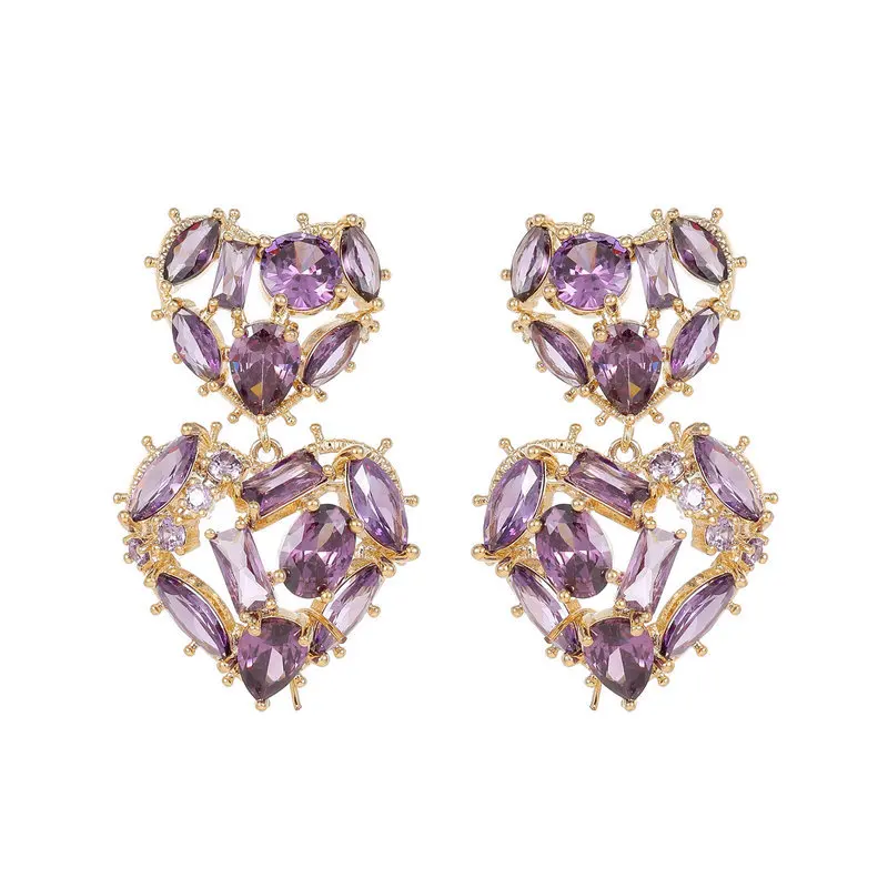 2023 New Fashion Cute Heart Dangle Earrings 925 Silver Needle Gold Plated Statement Brand Jewelry Luxury Earings