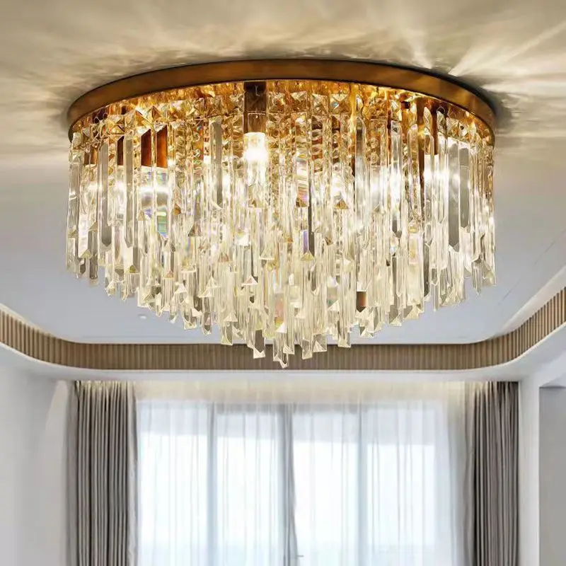 

GPD Modern Bedroom Round Ceiling Lamp Crystal Living Room Fixture Nordic LED Light E14 For Kitchen Corridor Indoor Lighting Gold