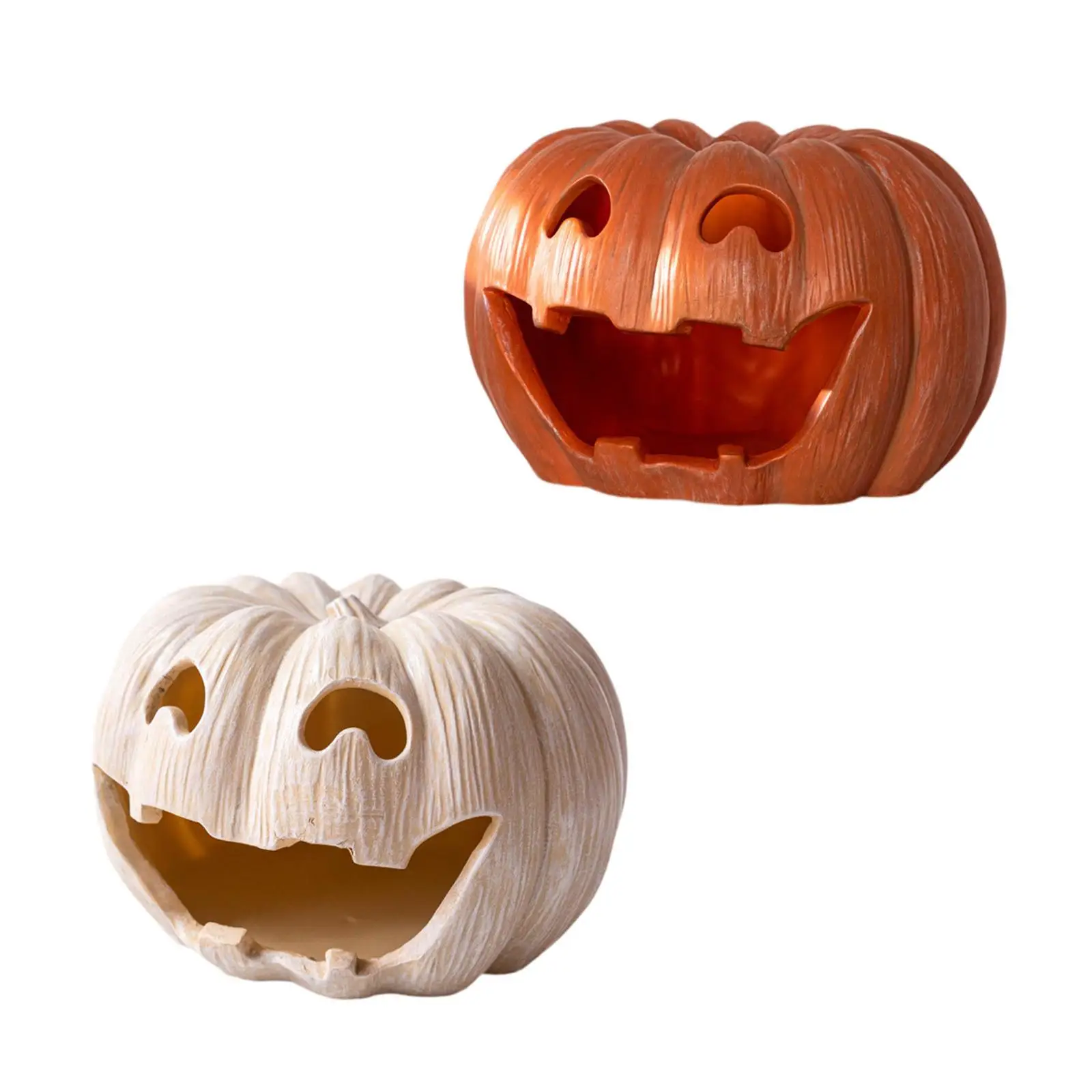 Pumpkin Tealight Candle Holder Resin Candlestick Table Centerpiece Lantern Halloween Decoration for Fireplace Mantel Festival