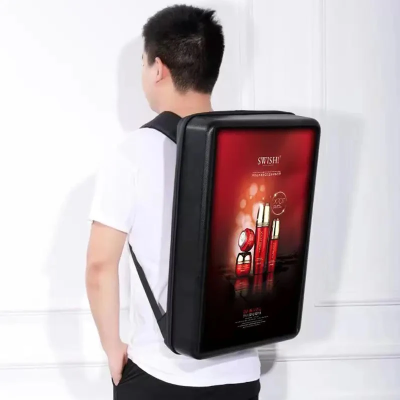 21.5inch Outdoor LCD Backpack USB Port Monitor Water-proof Walking Advertising Billboard Wifi Battery Power Free Software