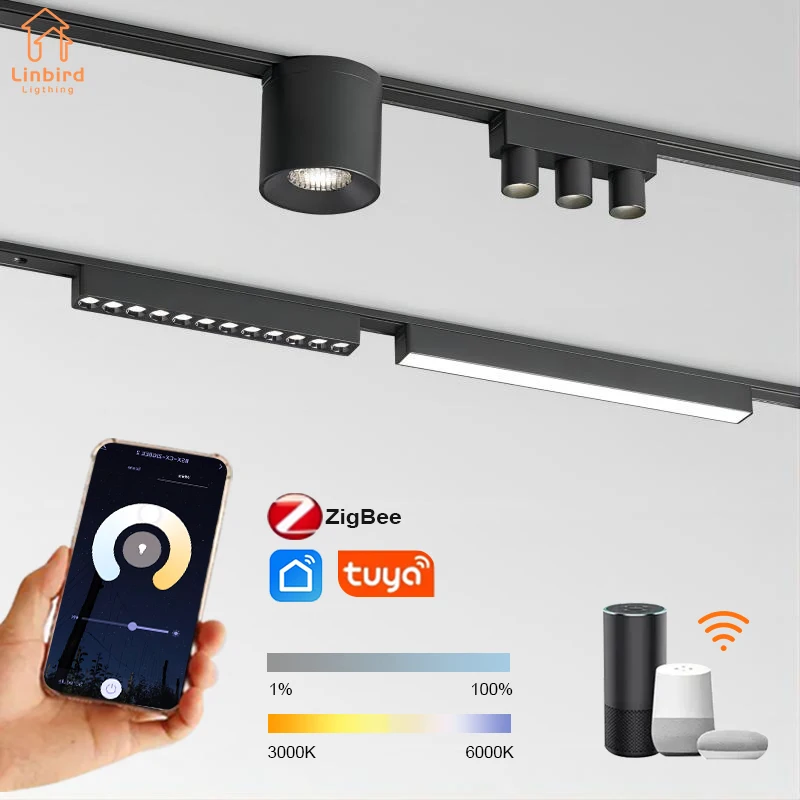 ST1 Series Smart TUYA ZIGBEE Ultra Thin Aluminum Magnetic Track Light 6mm No Cell Required High Hardness Modern Flexible Fixture ceiling track light magnet track lamp