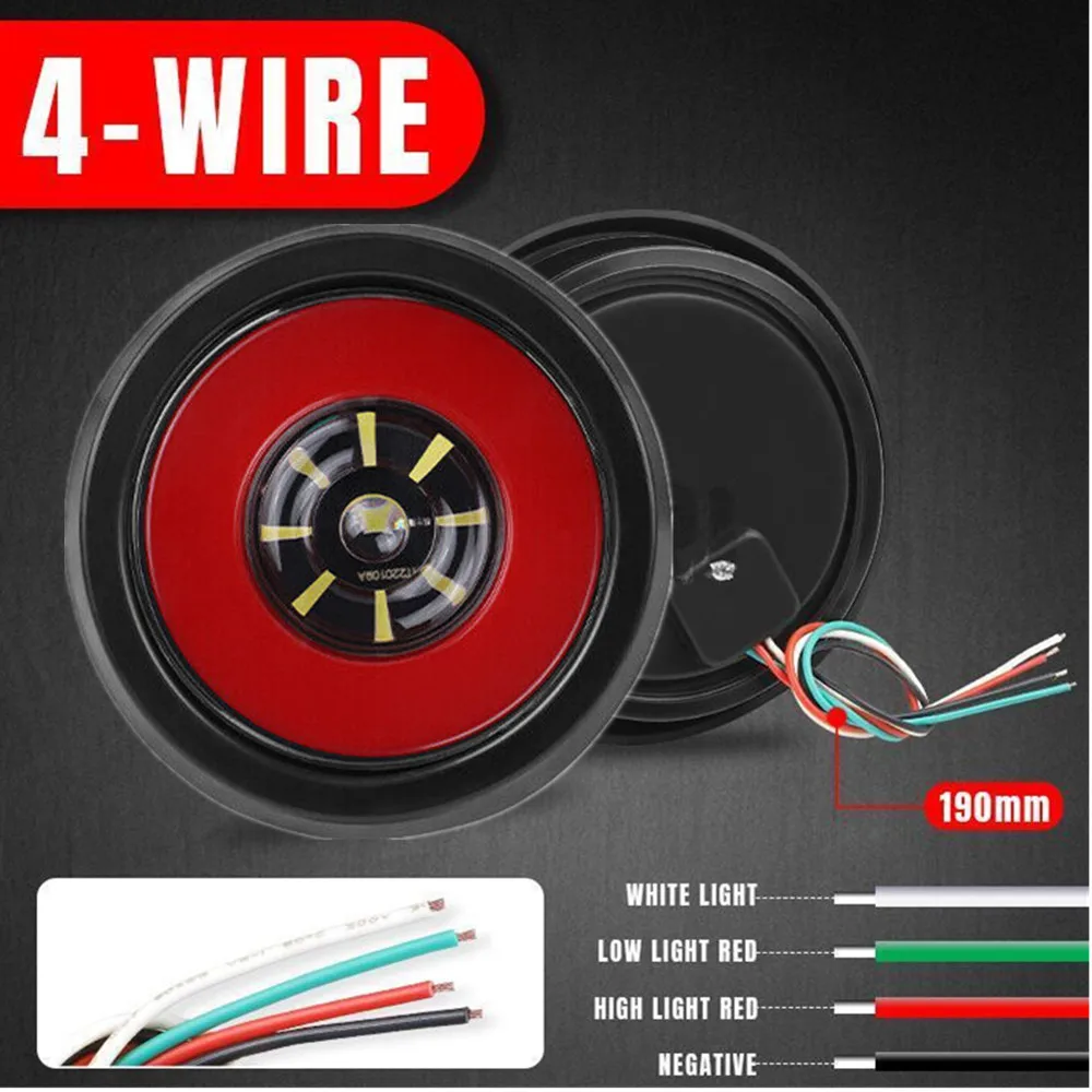 4PCS 4 "Rotonda LED Fanale posteriore posteriore Camion Stop Turn Tail Luci di retromarcia Rimorchio Camion Van Lampada di segnalazione freno DRL Lampada da corsa - immagine 4