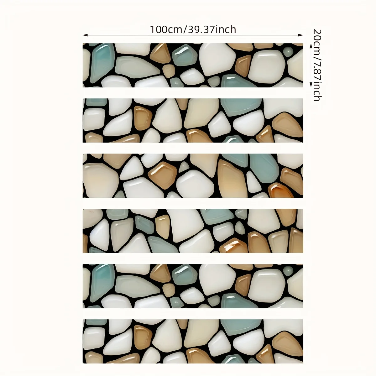 6PCS realistic cobblestone pattern staircase stickers moisture-proof self-adhesive decorative wallpaper home decoration wallpape