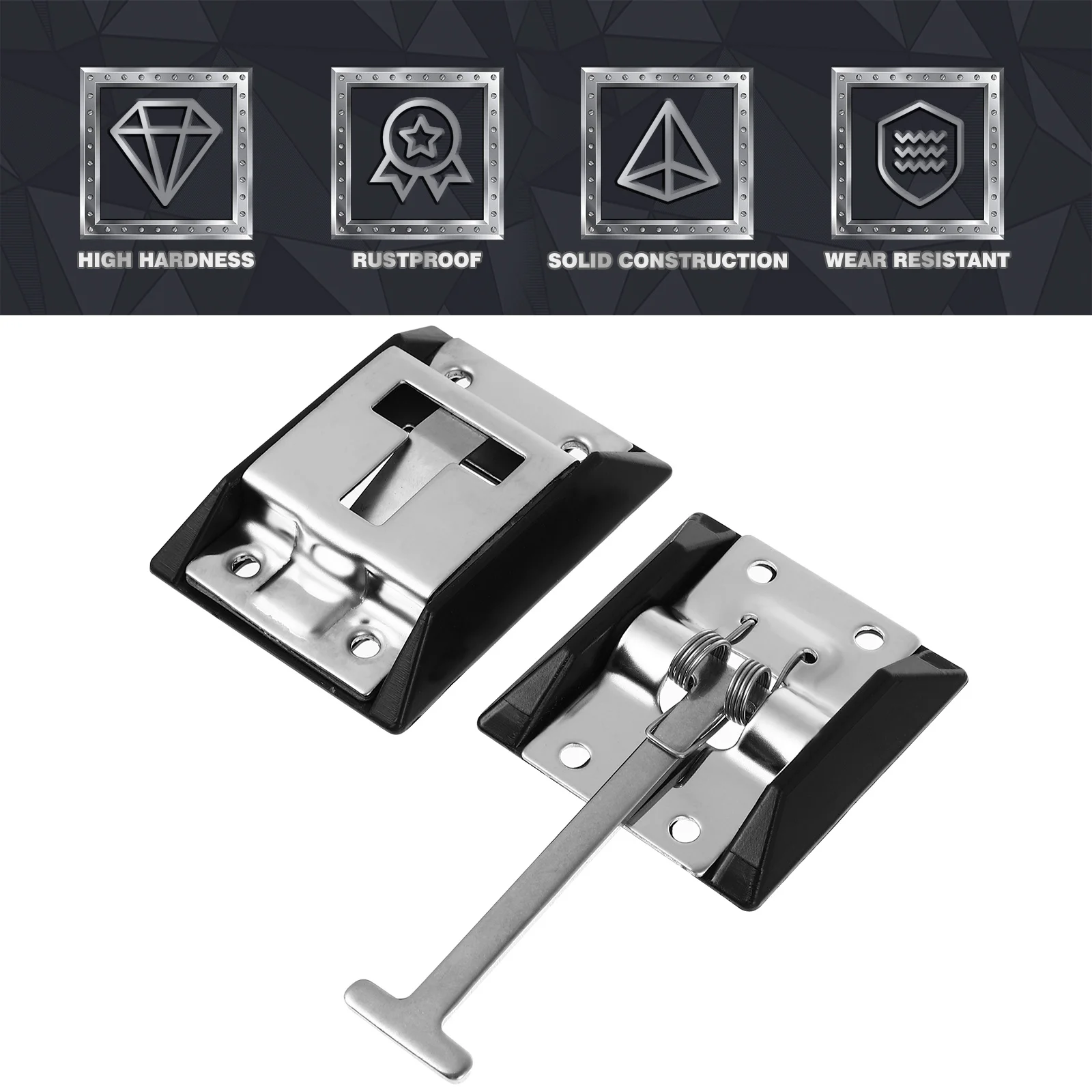 Set Of 2 T-Style Door Catches – 4-Inch Latch Holder For RV, Camper, Trailer Cargo Hatches, Steel Construction