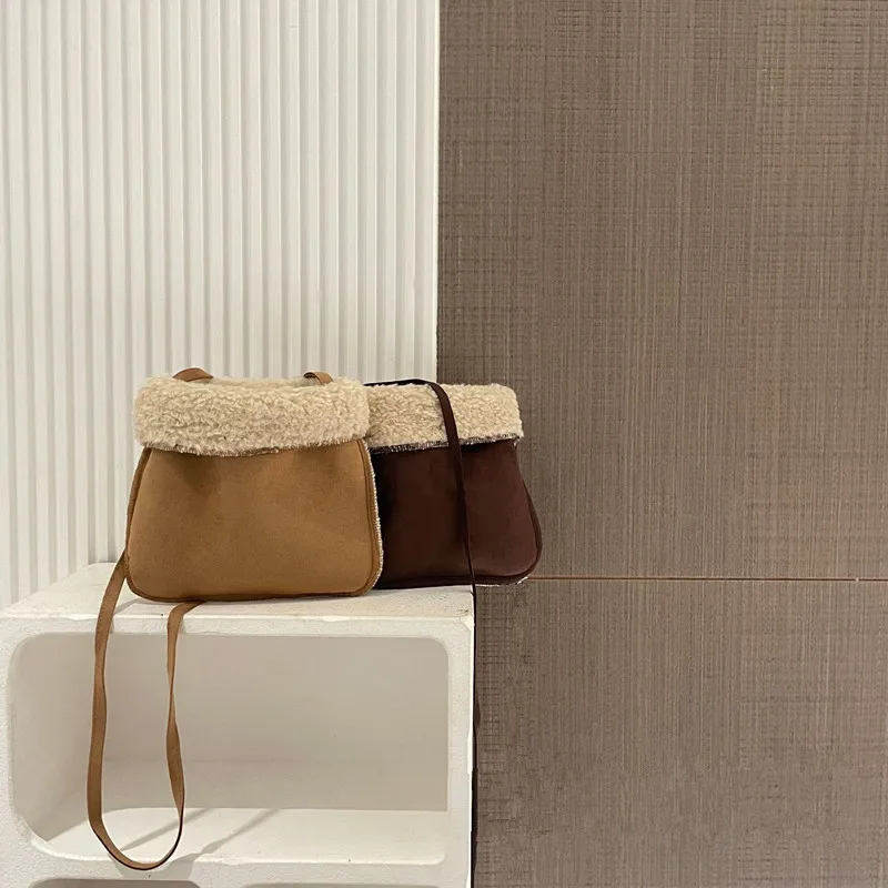 

Children diagonal bag 2023 suede cashmere saddle bag for boys and girls One shoulder leisure retro bag 15*15cm