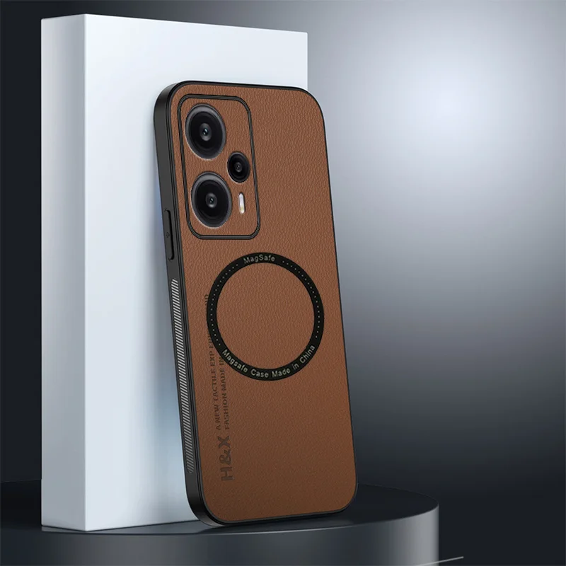 

Luxury leather silicone Case For Xiaomi Poco F4 F5 X5 Pro 13 Pro Mix 4 Clear For Magsafe Wireless Charging Cover