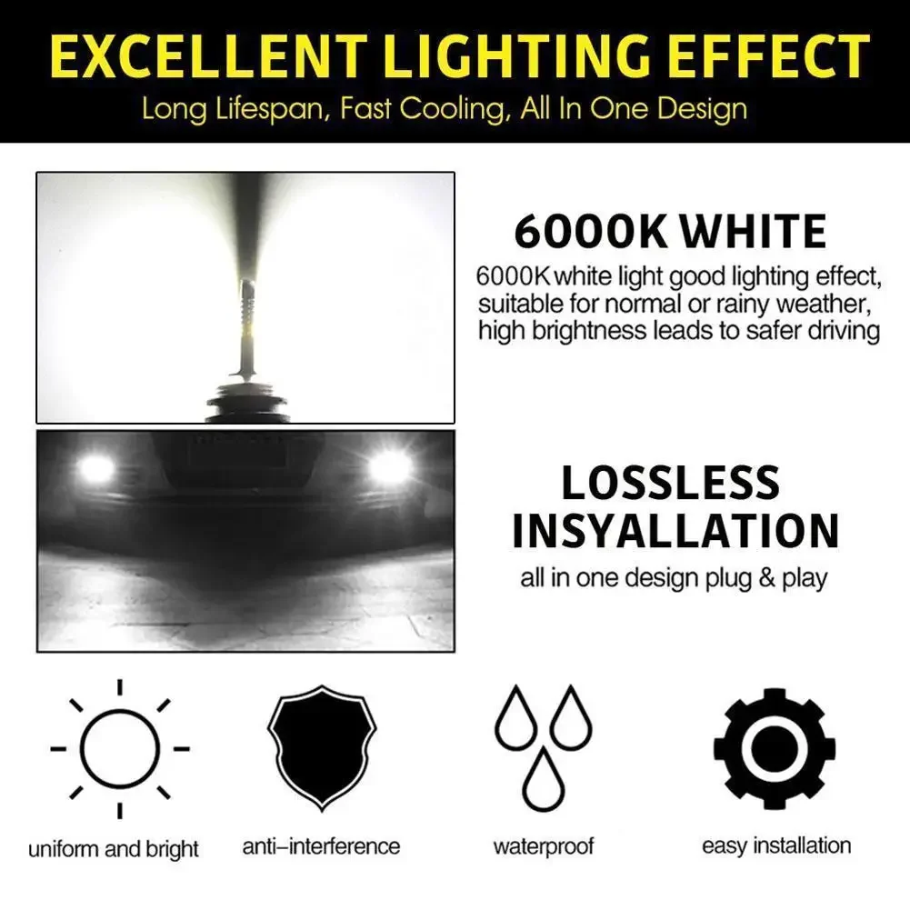 H7 LED Headlight Bulb Kit 1/2/4/8PCs Car Fog Light Bulbs 12V 55W 6000K Headlamp