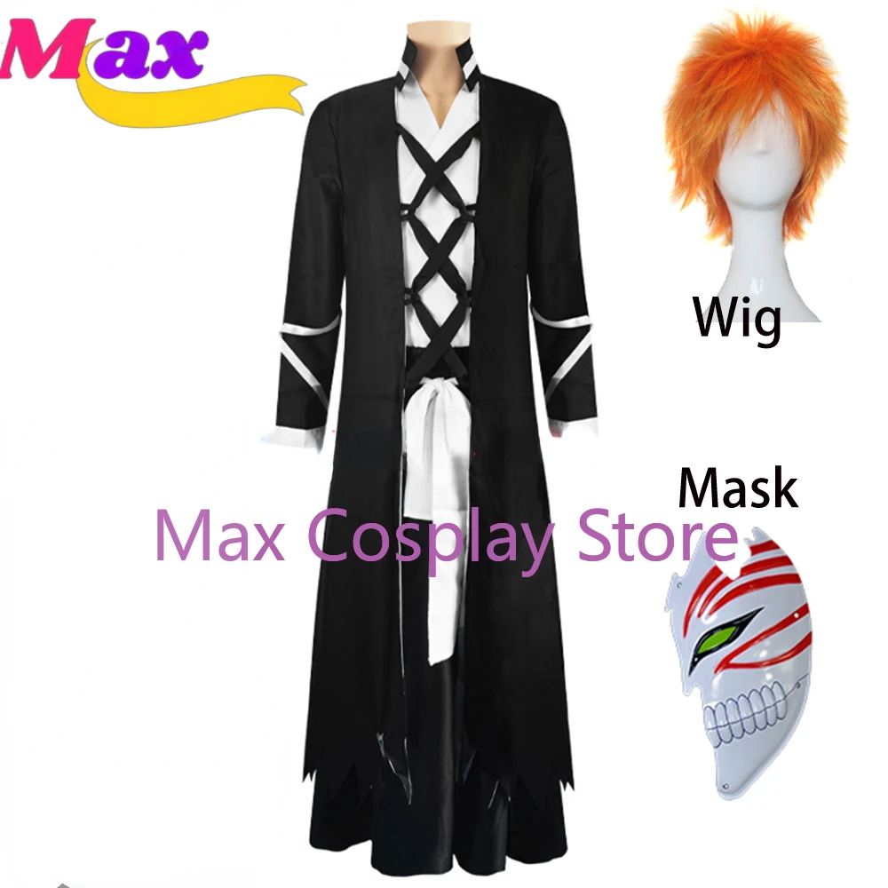 

Костюм для косплея Max Cos из аниме Kurosaki Ichigo, черное кимоно, Униформа, Боевая кровь на тысячи лет, наряд шиньгами, индивидуальный пошив