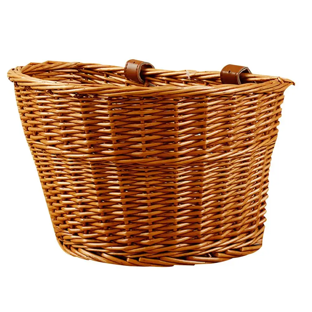 Panier de vélo Bolga tissé à la main avec sangles en cuir - France