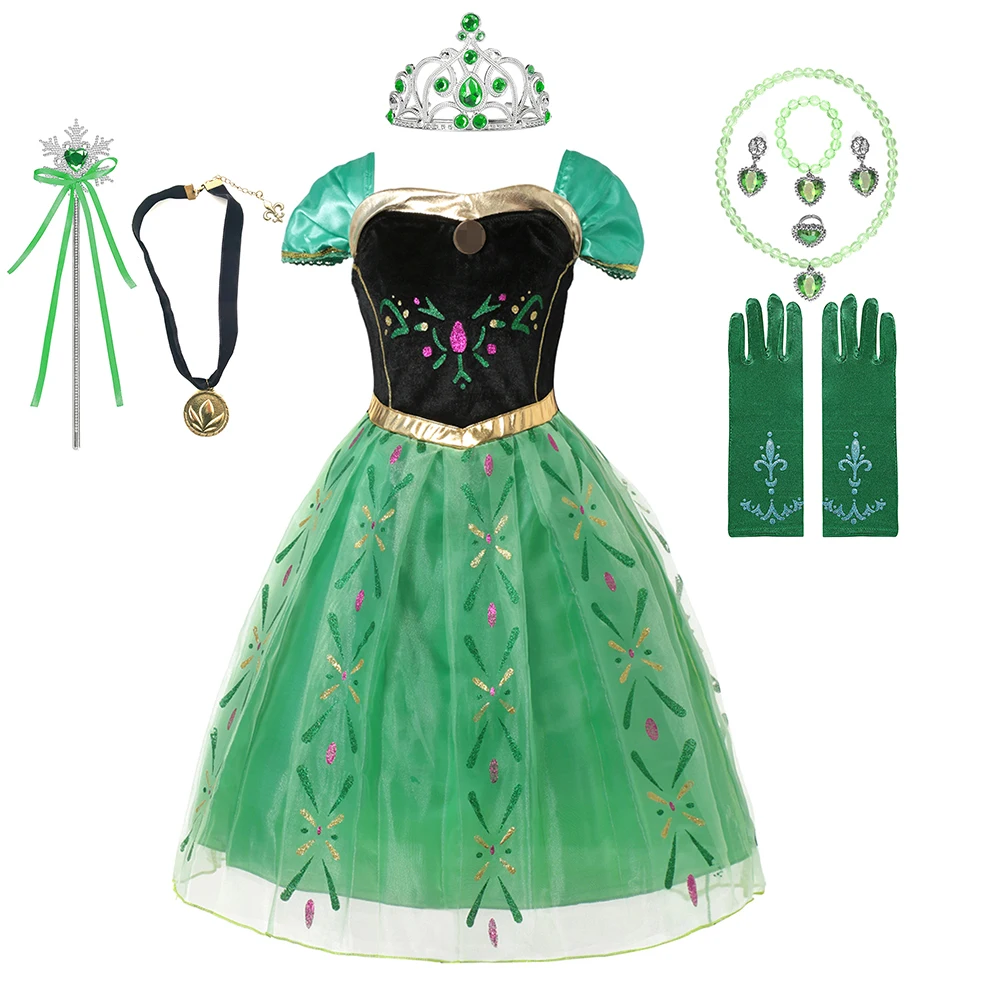 thumbnail image 1 of Disfraz de princesa de Disney para niña, vestido de Frozen, Elsa, Anna, disfraz de carnaval, Vestidos de fiesta de cumpleaños, traje de verano para niños, 1 of 5
