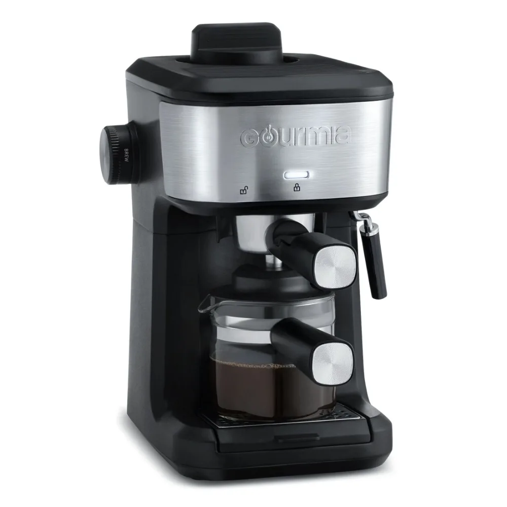 4-Shot Steam Espresso, Cappuccino, and Latte Maker with Frothing Wand, Black, New 6