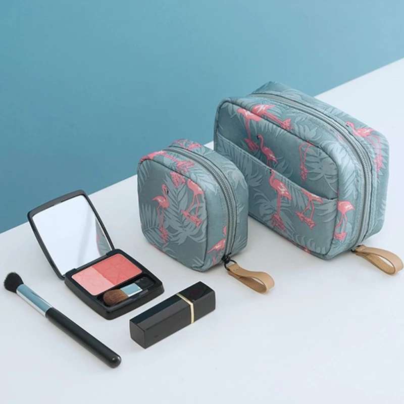 

New Cosmetic Bag Flamingo Solid Color Travel Toiletry Storage Bag Cactus Beauty Makeup Bag Cosmetic Bag Organizer Special Offer