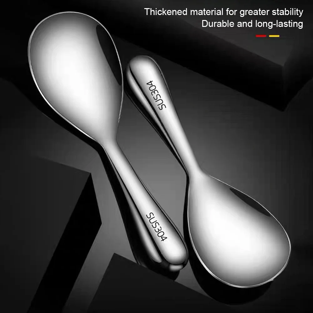 Rices Spoon Stainless Steel Serving Spoon Kitchen Non stick Rices Shovel Household Large Soup Split Meal For Dining Table stainless steel spoon