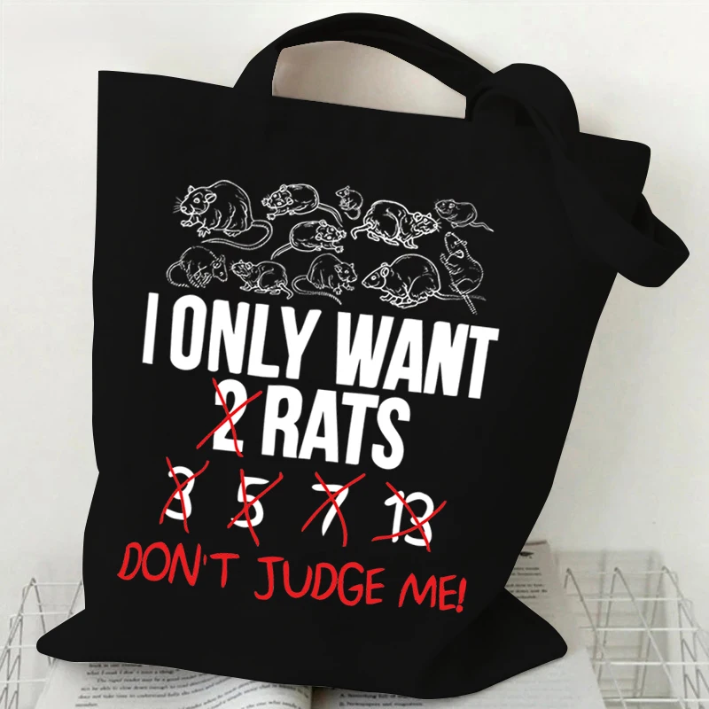 Rat Ladies Shopping Bags Canvas Eco Reusable Tote Bags Cartoon