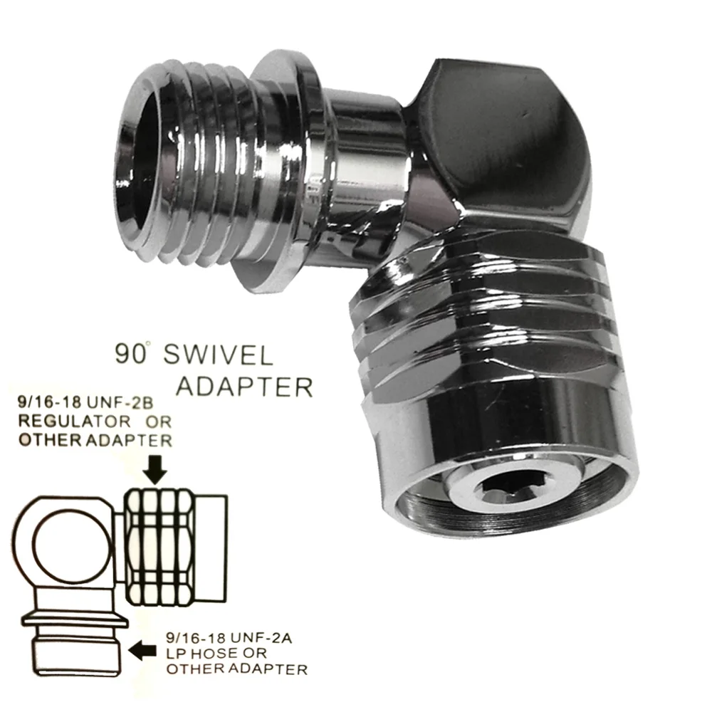 90 110 degrees 2nd stage hose swivel adaptor 9/16-18 UNF-2B to 9/16-18 UNF-2A LP 5