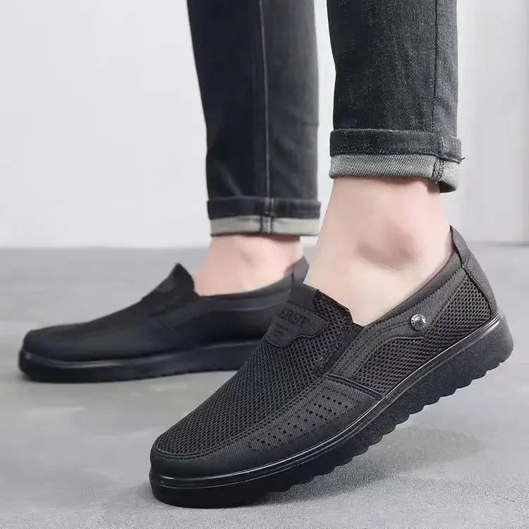 Summer men's mesh shoes thin breathable soft sole middle-aged and elderly father shoes mesh surface large size casual men's 3