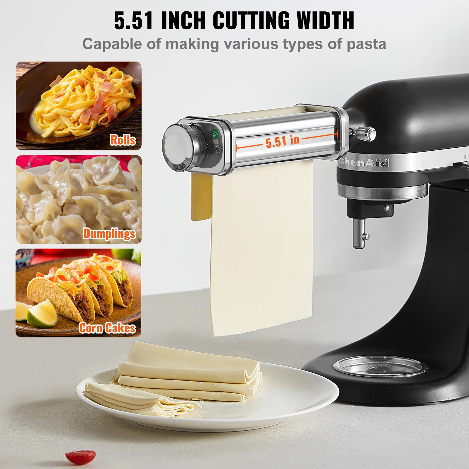 SucceBuy Pasta Attachment for KitchenAid Stand Mixer Stainless Steel Pasta Sheet Roller Attachment Maker Kitchen Aid