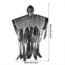 Spooky Hanging Ghost Ornament (White Black)