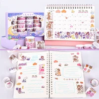 20 Rolls Boxed Kawaii Washi Tape Set, Cute Cartoon DIY Masking Tape, Grid Sticky Note Paper for Scrapbooking & Journaling 5