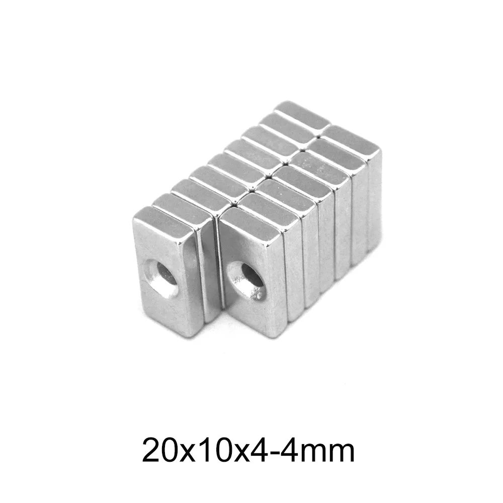 Neodymium Magnets Magnetic Blocks 5~80PCS 20x10x4-4 Strong Quadrate Neodymium Magnet Hole 4mm NdFeB Magnet 20x10x4-4mm Block Rare Earth Magnets