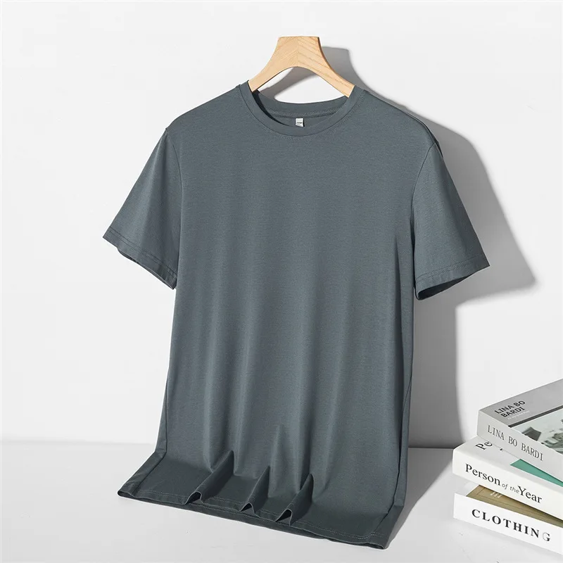Men's Ice Silk Short-Sleeved T-Shirt Summer Ice Cool Pajama Tops Korean Loose Thin Half-Sleeved Body Shirt