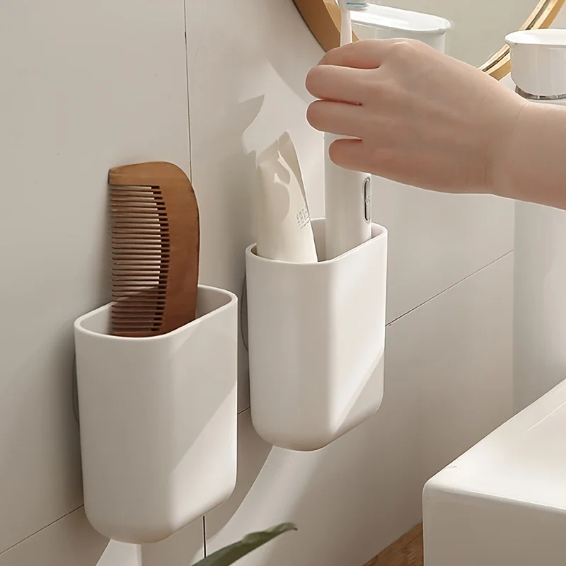 Wall mounted storage box Wall-mounted Storage Box Can Drain Water For Toothpaste And Toothbrush Storage On Bathroom Wall