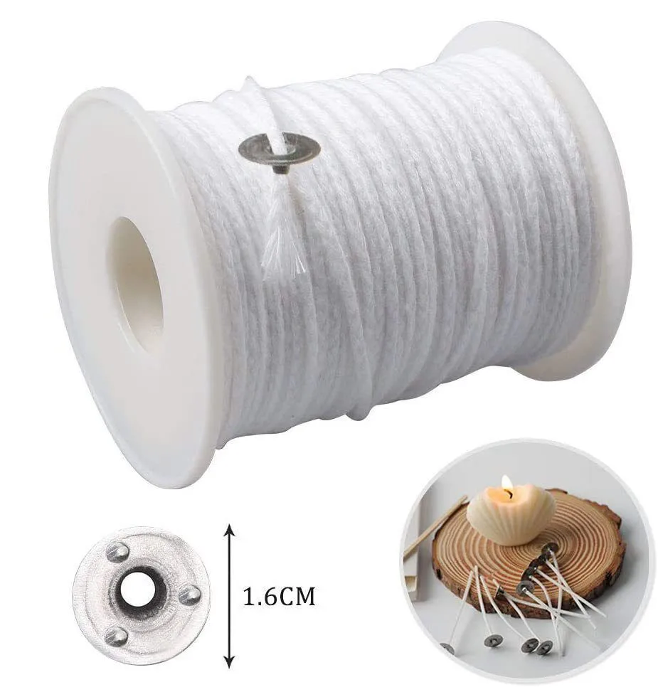 

1Roll 61M White Candle Wick Cotton Candle Woven Wick For DIY Oil Lamps Soy Candle Making Supplies Smokeless Wax Pure Cotton Core