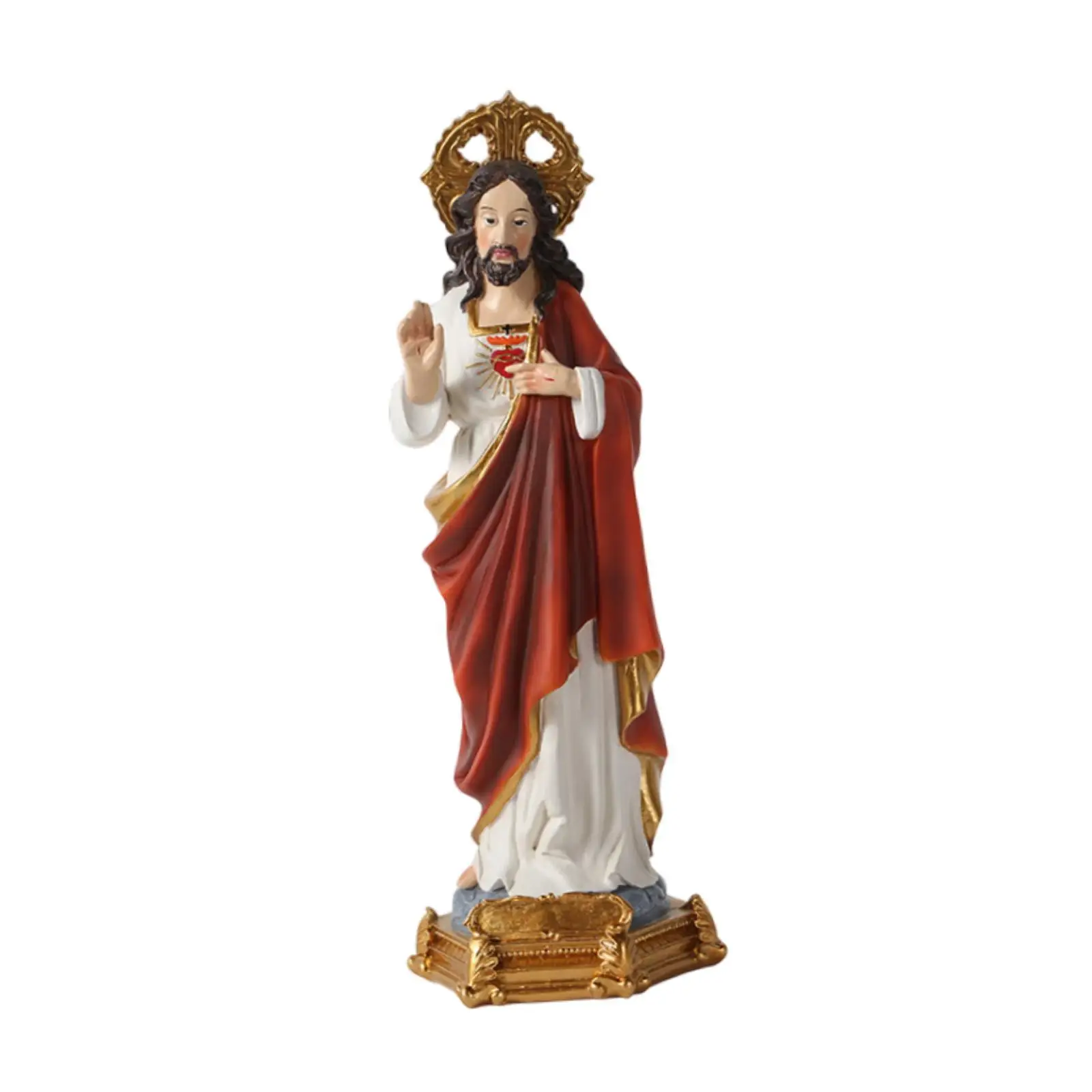 Holy Jesus Statue Home Decor Elegant Resin Craft Ideal Gift Catholic Sculpture for Tabletop Indoor Outdoor Living Room Desktop