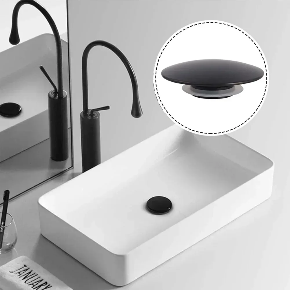 Bathroom Sink Plug 66mm Brass Matte Black M8 Pop Up Push Button Click Clack For Bathtubs