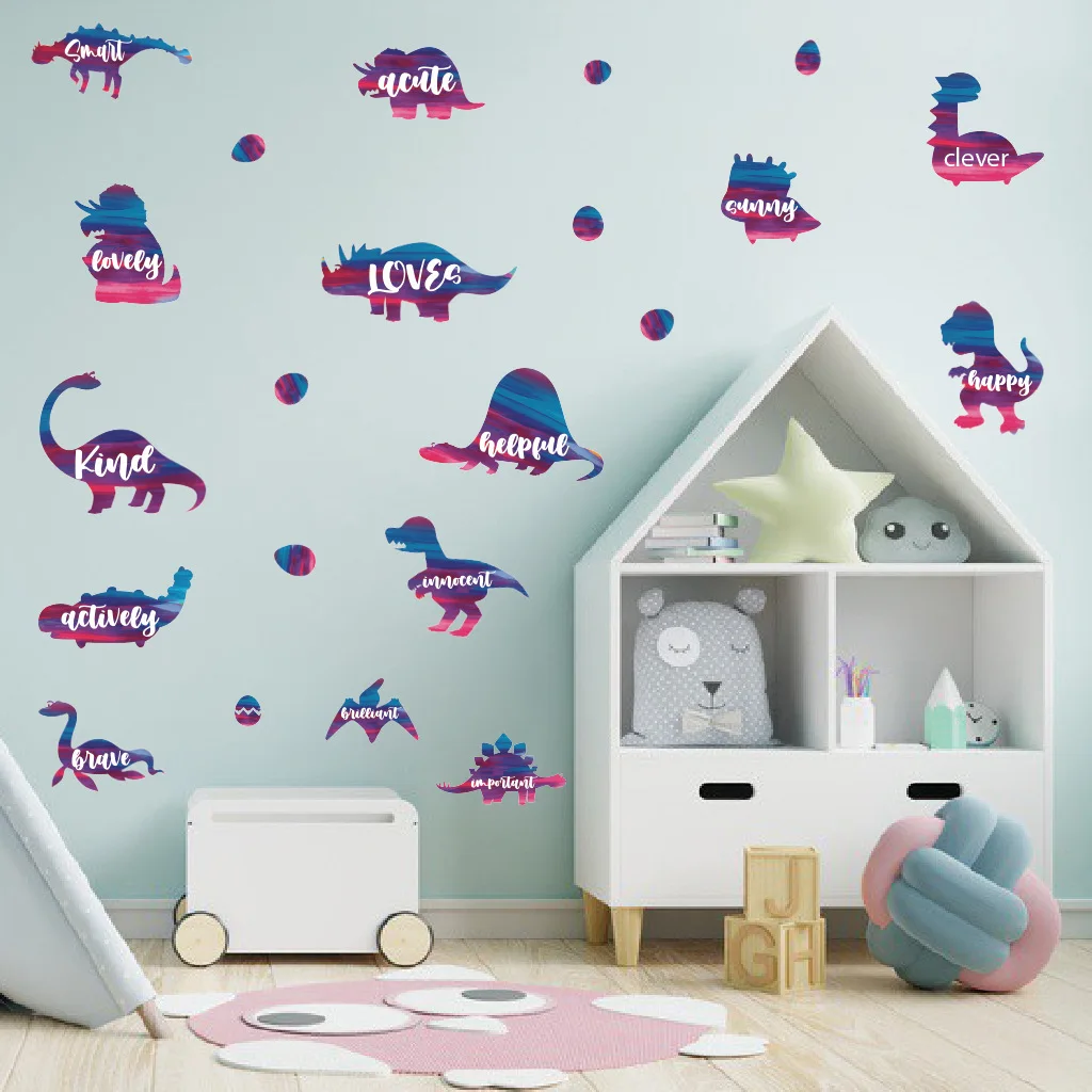 

Letter Dinosaur PVC Wall Stickers Cartoon Animal Boy Girl Kids Room Decor Aesthetic Nursery Wallstickers Pegatinas De Pared