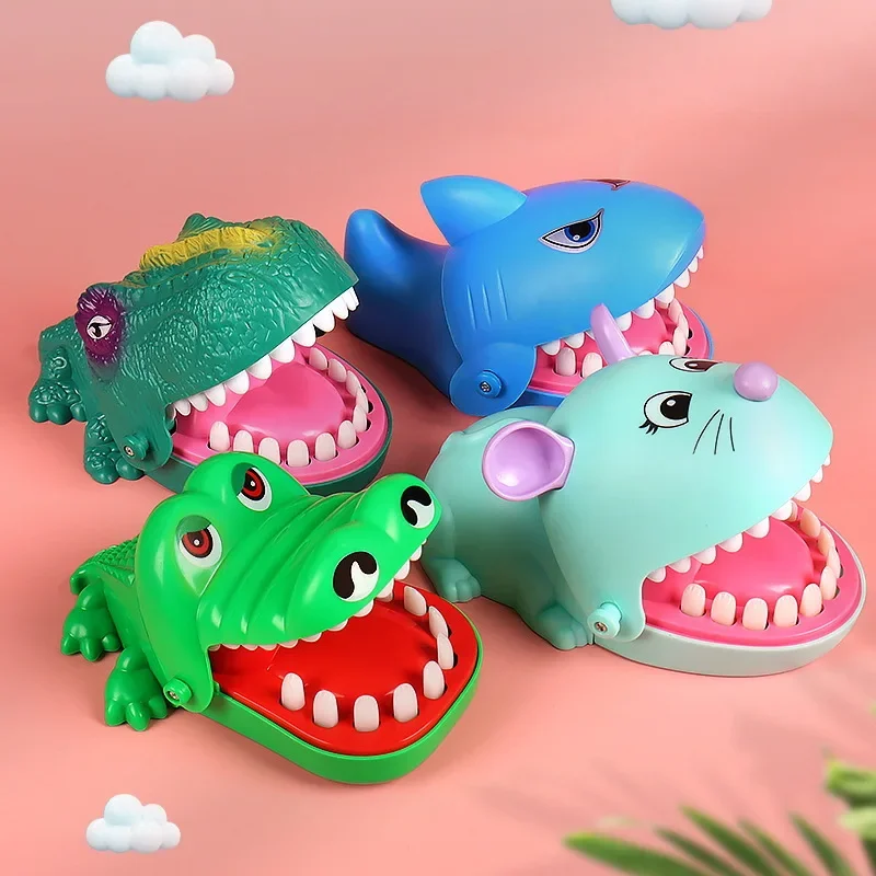 Large Size Sound And Light Biting Hand Shark Crocodile Mouse Dinosaur Children Tooth Bite Soft Toy Prank Relief Toy