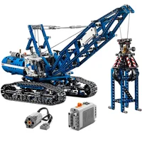 1400 Piece Bricks Motorized Crawler Crane Mobile Tower Crane Technical City Model Building Blocks Boy Birthday Gifts Kids Toys 1