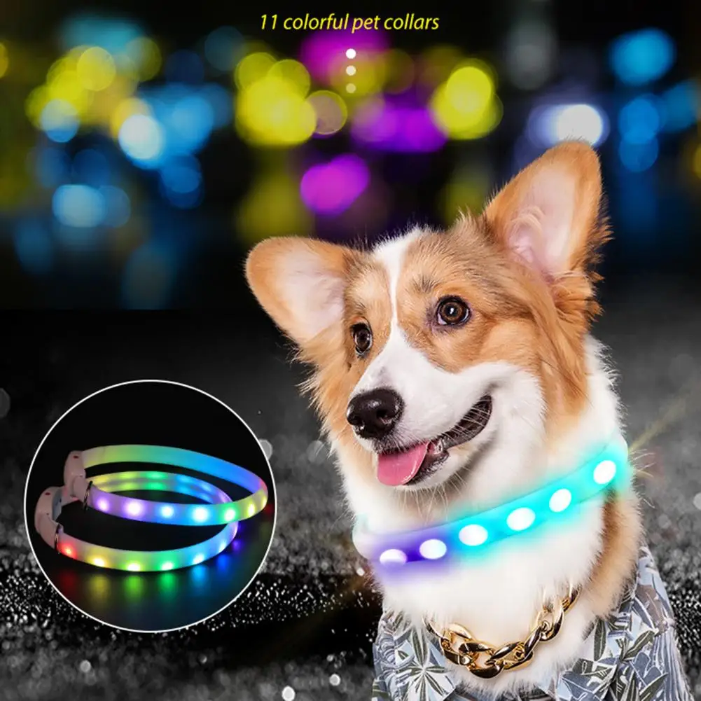 FlashingLightPetCollarAdjustablePetCollarWaterproofLedPet