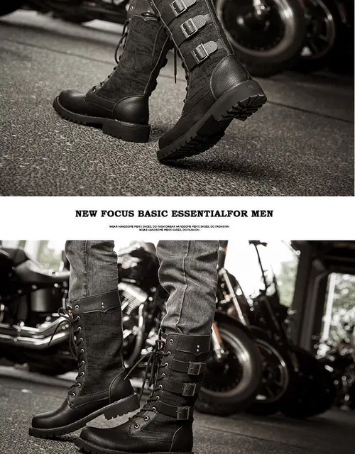 Botas altas a la moda para hombre, Botines altos interiores, botas  militares, botas grandes británicas, H1016 - AliExpress