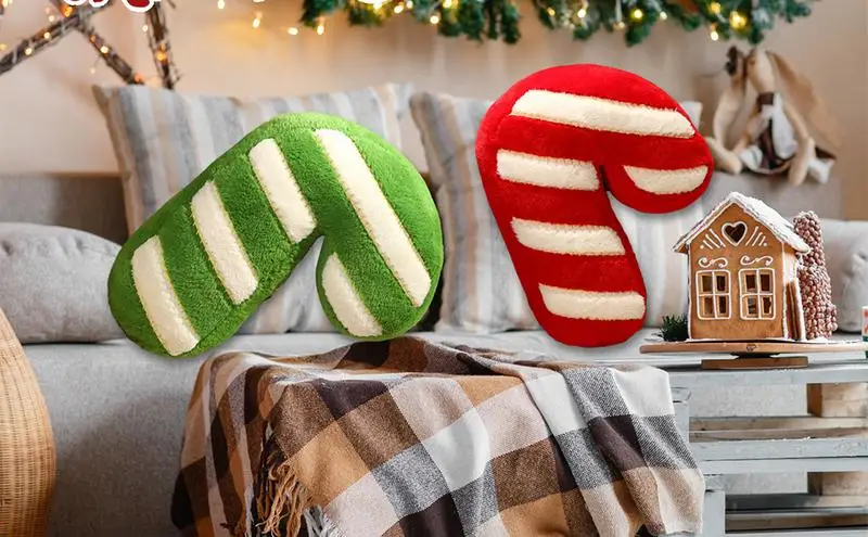 Candy Cane Pillows Festive Cute Candy Cane Plush Christmas Throw Pillow Soft Lollipop Pillow Cushion 19.69in Stuffed Plushie for cute stickers cartoon cuisine patterns cane scrapbook stickers album items decoration diy seal stickers children stationery