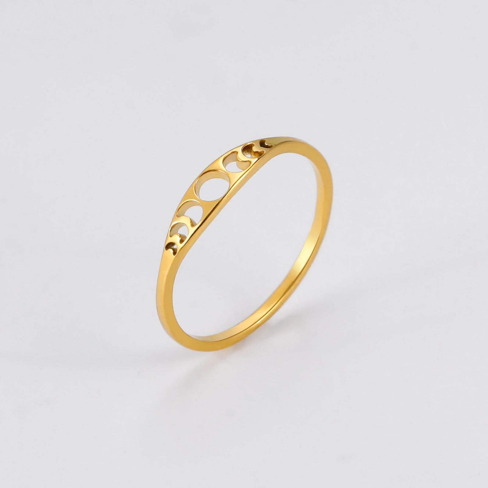 Kkjoy Mode Edelstahl Rebe und Blume Ring für Frauen Crescent Moon Ringe Trendy Party Schmuck Geschenk für Liebhaber Großhandel – Detail 22