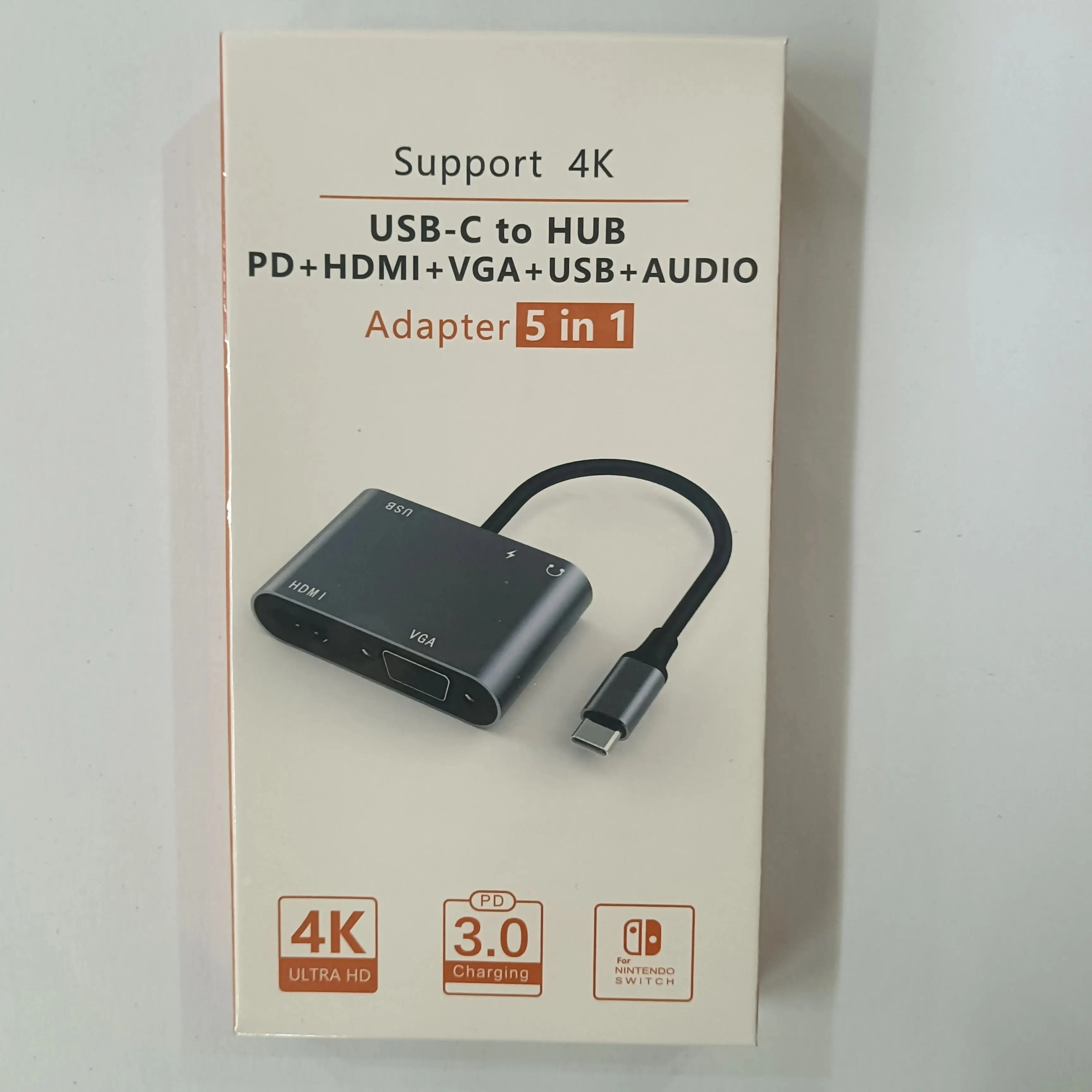 AIRSKY Docking Station USB C to VGA AUX HDMI Adapter Hub for Nintendo Switch Sony PlayStation Microsoft Xbox Huawei Xiaomi