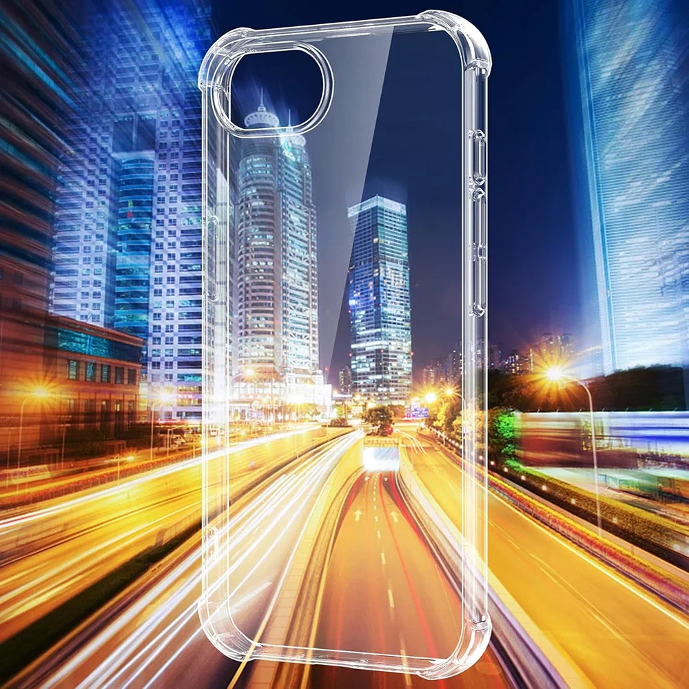 Luxury Shockproof Silicone Soft Case with Thin Clear Back - Transparent Shell Coque