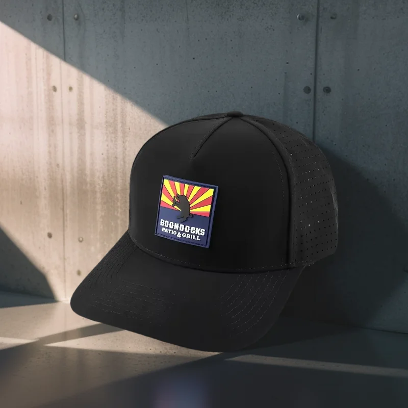 Professional 5 Panel Adult Structured Polyester Spandex Plastic Strap PVC Black Baseball Hats