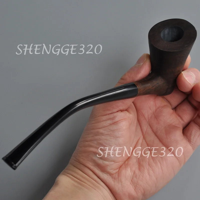Ebony Wooden Tobacco Pipe Sitter Churchwarden Smooth Surface Long Bent Stem 6