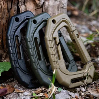5Pcs Big D-type Plastic Steel Tactical Molle Quick Hook Hanging Buckle Clip Outdoor Camping Backpack Bag EDC Tool Accessories