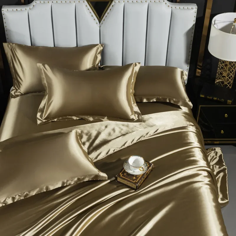 

Luxury Satin Bedding Set Duvet Cover Bed Cover Bed Sheet Pillowcase Sets Twin Full Queen King Size Bedding Kit 4pcs