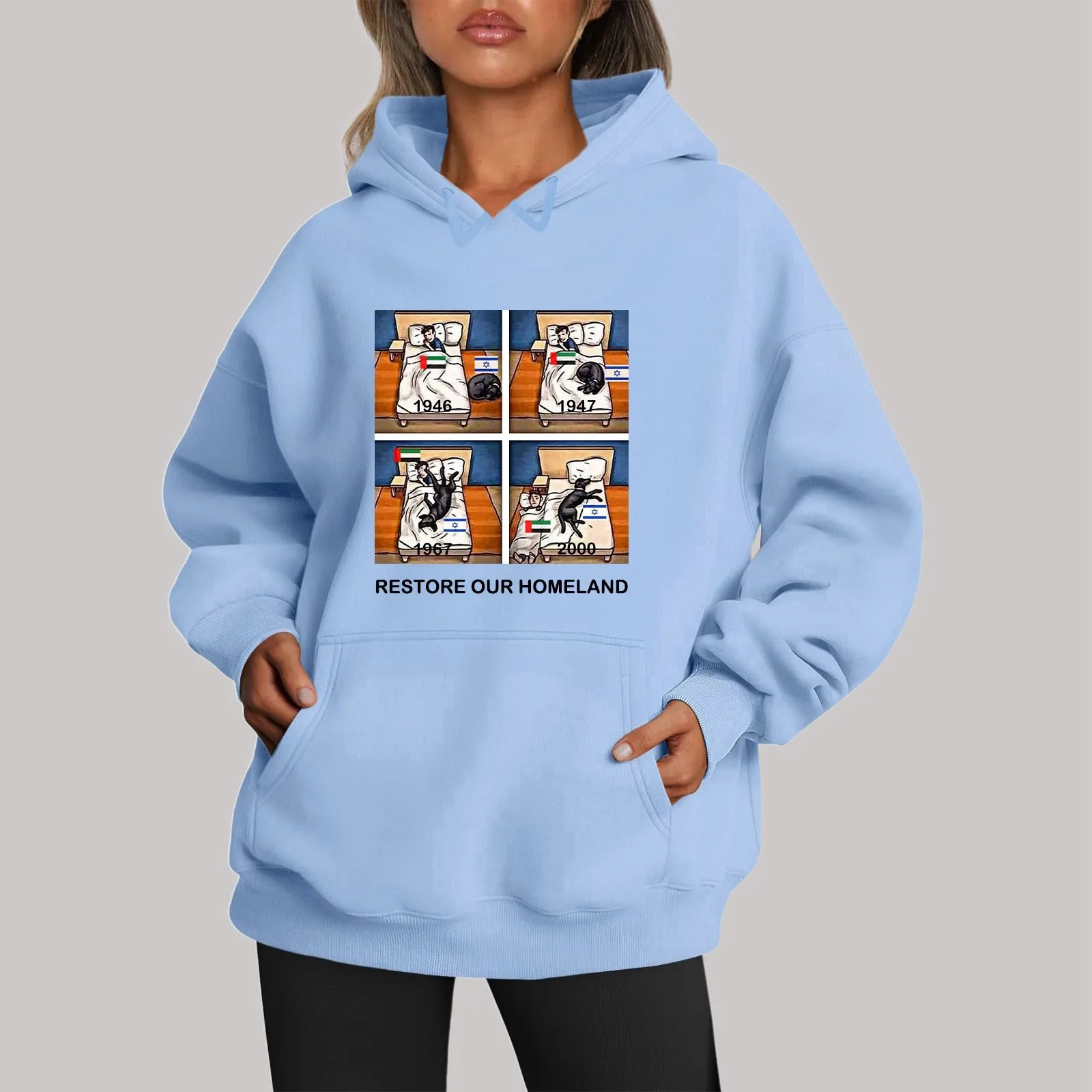 

Unisex Slim Fit Hoodie With Pockets Casual War Conflict Print h Lined Autumn Spring vintage 90s ropa mujer