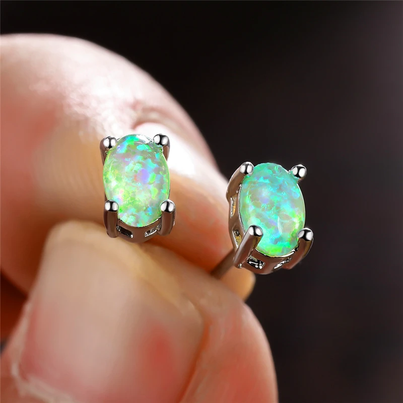 Pendientes De Aro Con ópalo Para Mujer, Joyería Popular De Plata 925, Chapado En